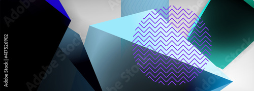Low poly 3d geometric shapes, minimal abstract background. Vector illustrations for covers, banners, flyers and posters and other