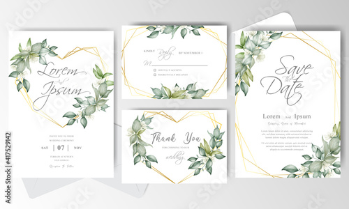 Watercolor and Greenery Wedding Invitation stationery