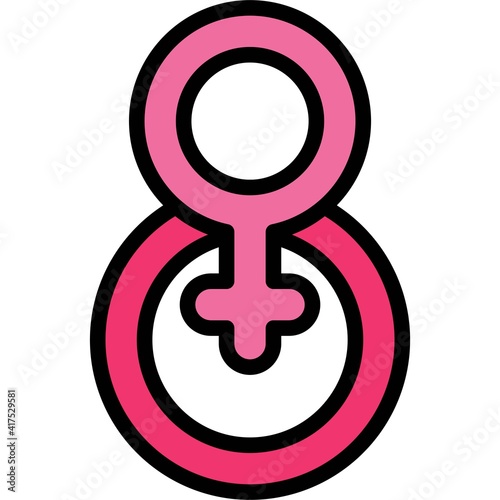 Eight with Femaile gender symbol icon, International Women's Day related vector