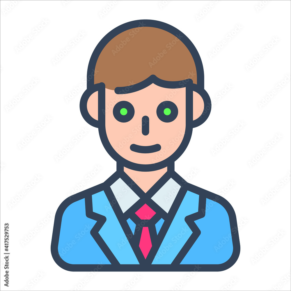businessmen color outline icon, business and finance icon.