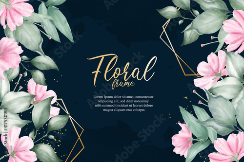 Editable greenery Floral arrangement and watercolor background