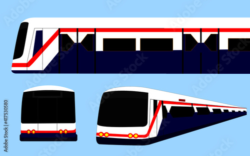 vector BTS sky train mass transportation in different view illustration