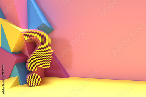 3d Render Question Mark with Human Icon illustration Design Element.