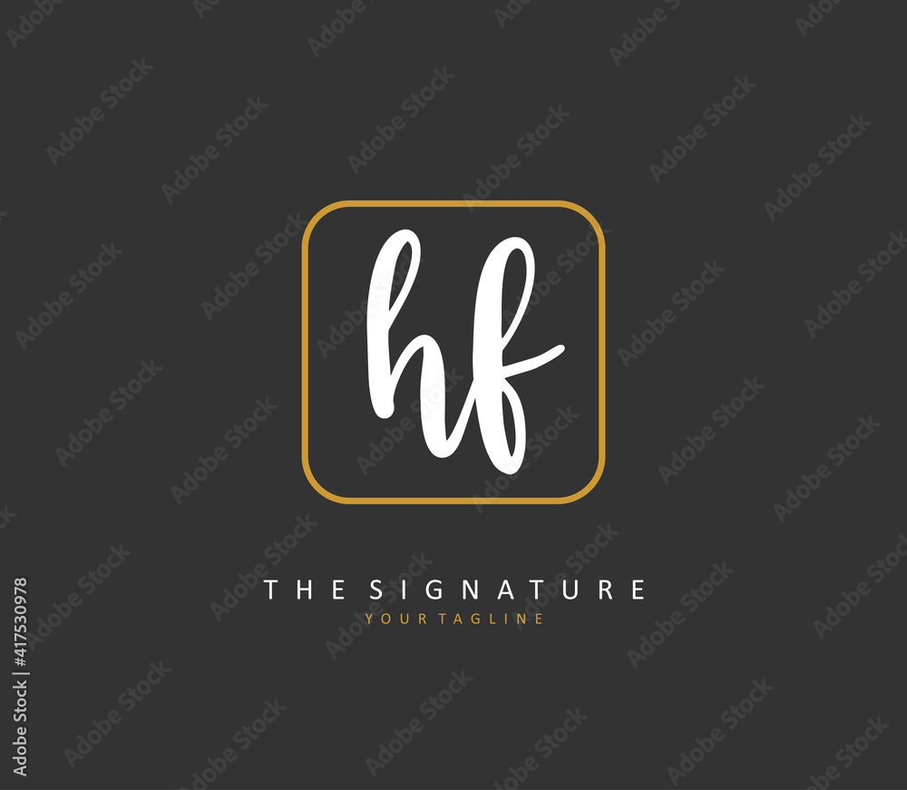 HF Initial letter handwriting and signature logo. A concept handwriting initial logo with template element.