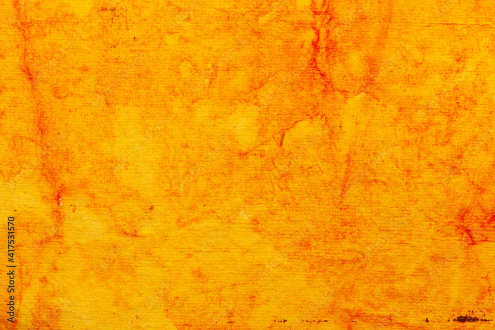 A beautiful orange-yellow color handmade paper of abstract red spots. Useful for background, 3d rendering.