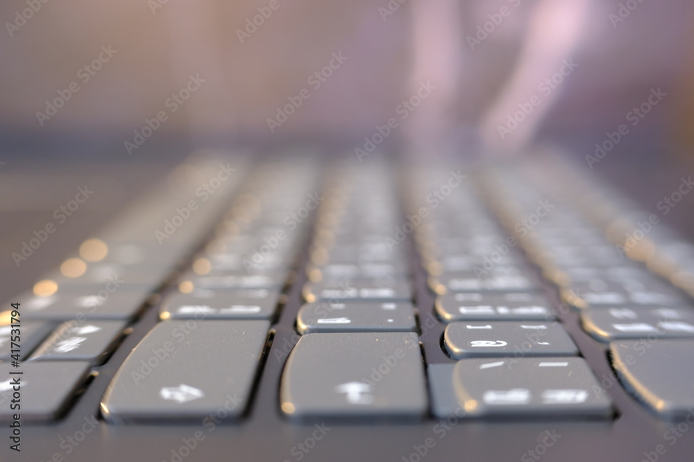close up keyboard on table and business concept