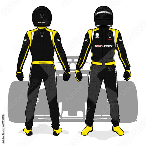 Racing driver uniform template mockup design