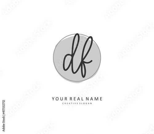 DF Initial letter handwriting and signature logo. A concept handwriting initial logo with template element.