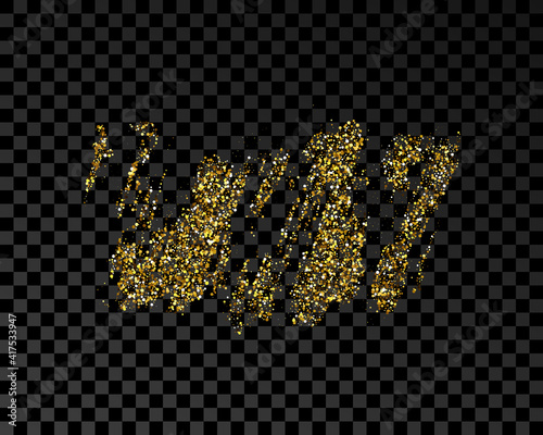Hand drawn ink spot in gold glitter
