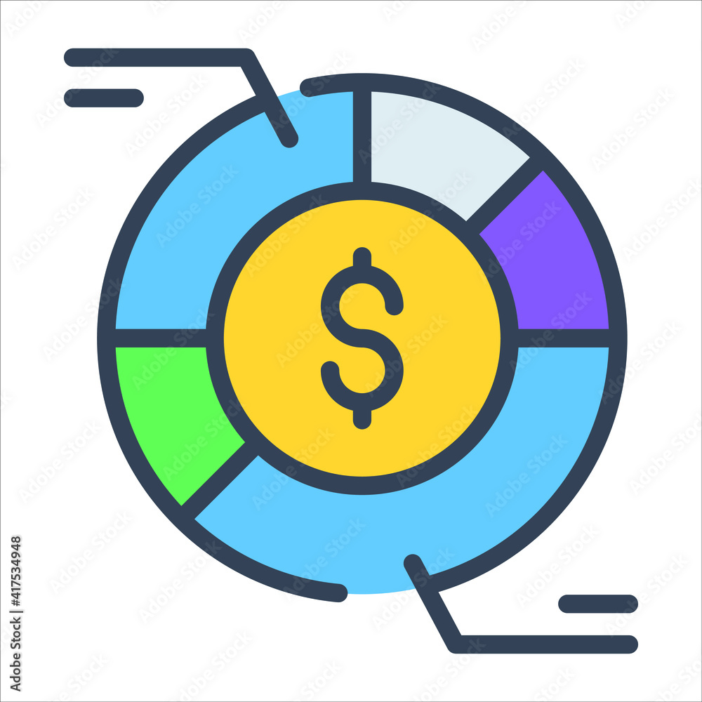 financial analysis color outline icon, business and finance icon.