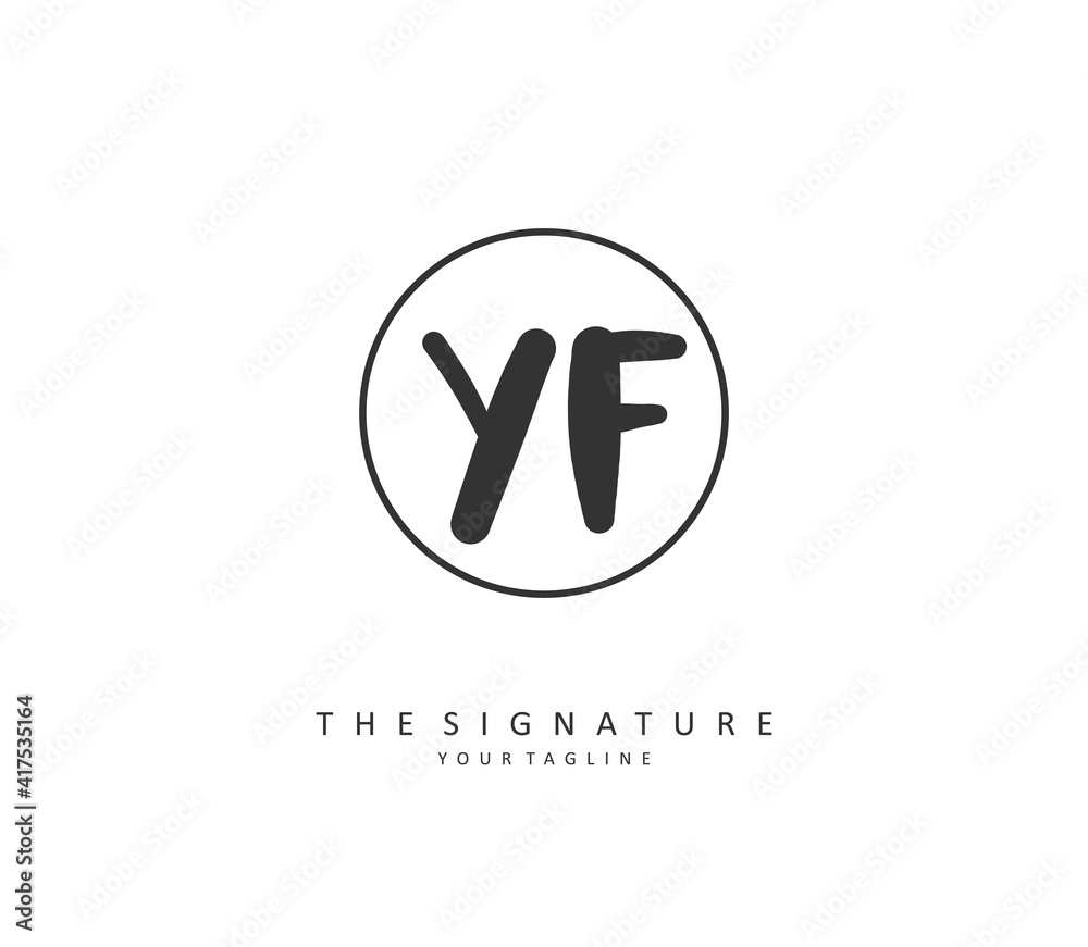YF Initial letter handwriting and signature logo. A concept handwriting initial logo with template element.