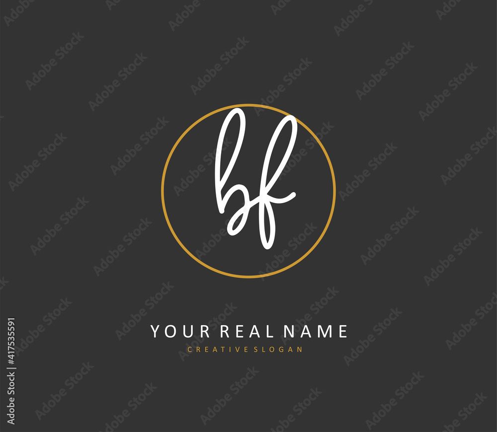 BF Initial letter handwriting and signature logo. A concept handwriting initial logo with template element.