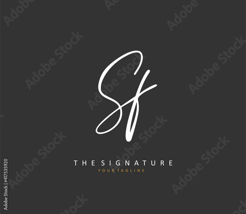 SF Initial letter handwriting and signature logo. A concept handwriting initial logo with template element.