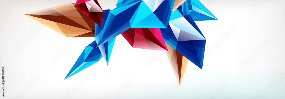 Vector 3d triangles and pyramids abstract background for business or technology presentations, internet posters or web brochure covers