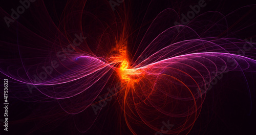 3D rendering abstract multicolor fractal light background