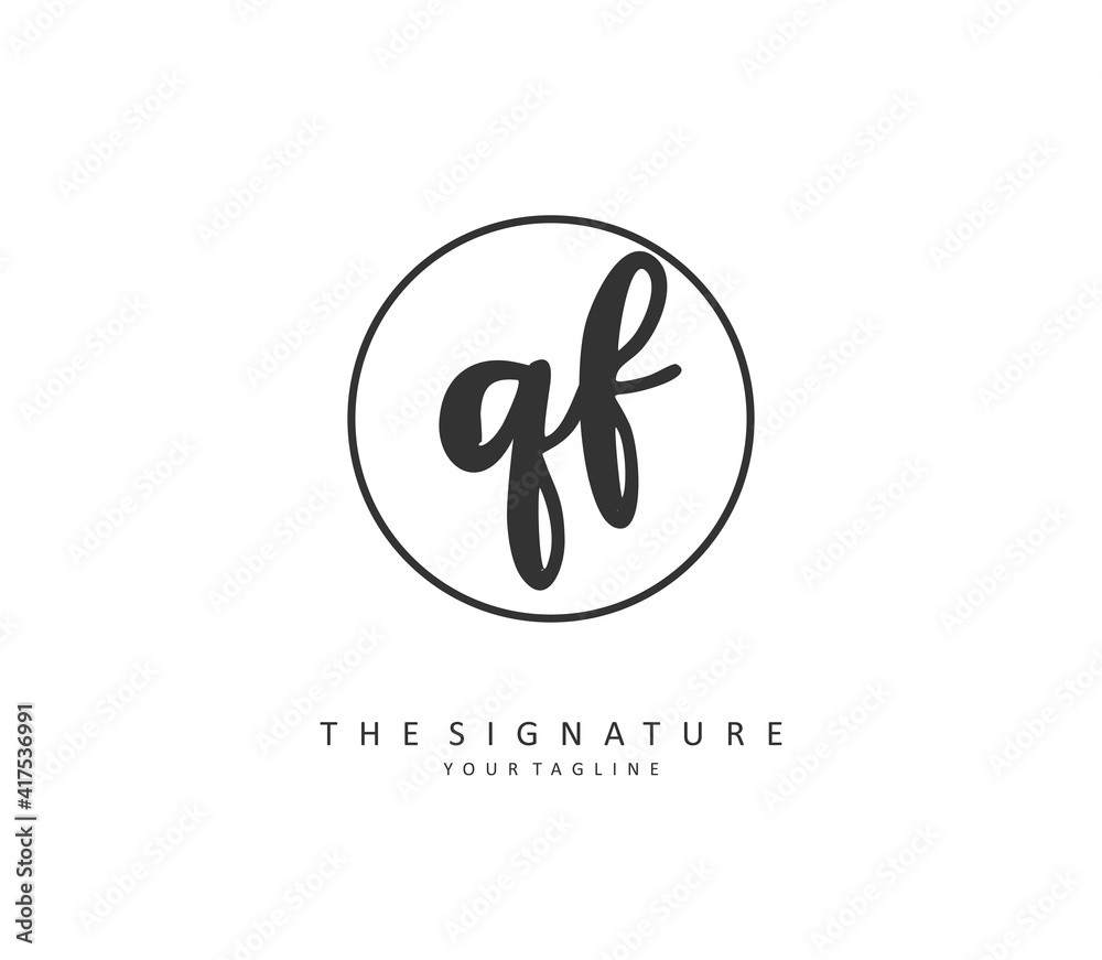 QF Initial letter handwriting and signature logo. A concept handwriting initial logo with template element. QF Initial letter handwriting and signature logo. A concept handwriting initial logo with template element.