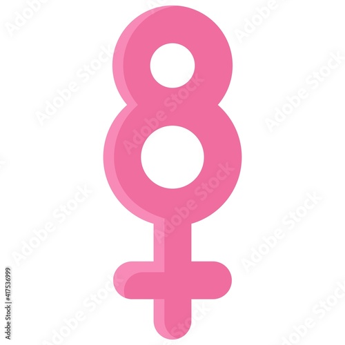 Female with Number Eight symbol icon, International Women's Day related vector