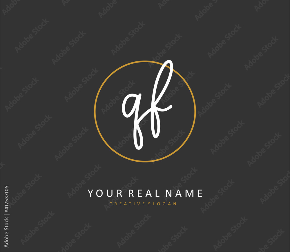 QF Initial letter handwriting and signature logo. A concept handwriting initial logo with template element.