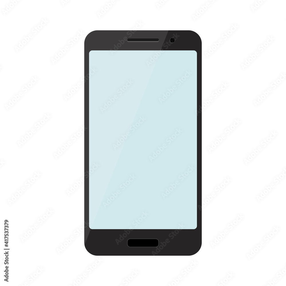 Black smartphone with blue screen isolated on white background. Vector illustration Black smartphone with blue screen isolated on white background. Vector illustration