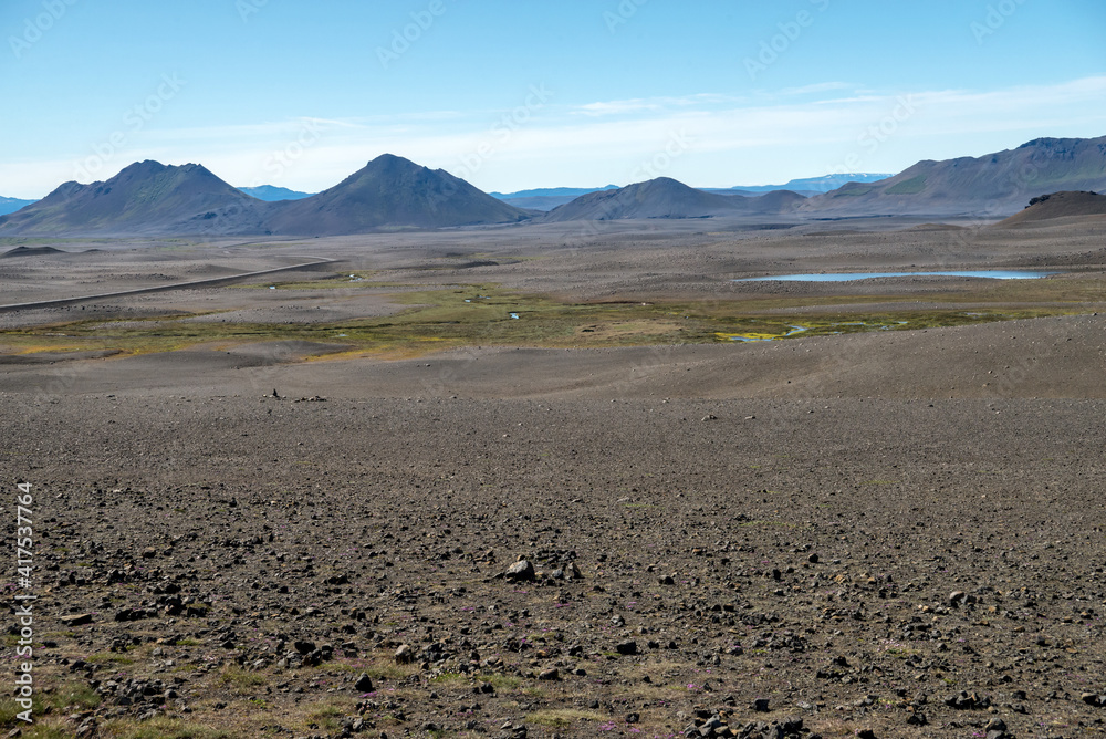dark lava desert - great vastness in Iceland highlands