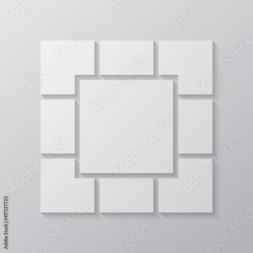 Vector empty collage board nine images, photo