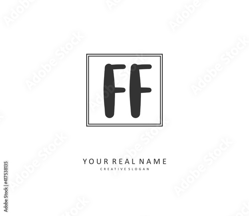 FF Initial letter handwriting and signature logo. A concept handwriting initial logo with template element.