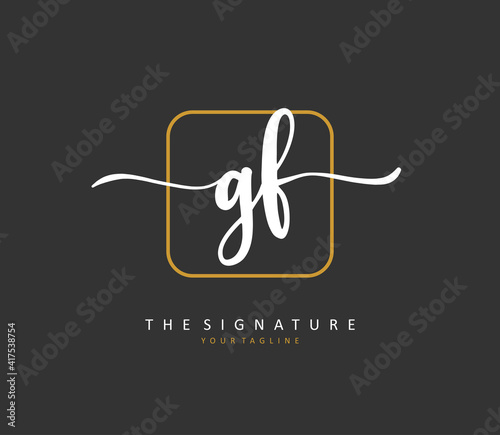 GF Initial letter handwriting and signature logo. A concept handwriting initial logo with template element.