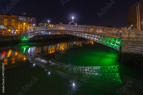 Photography The Ha'Penny bridge in Dublin in Ireland