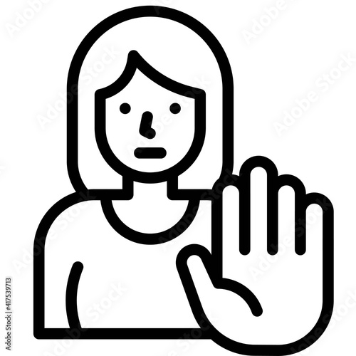 Woman say No icon, International Women's Day related vector