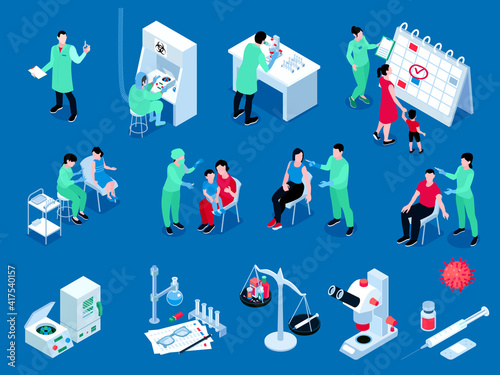 Vaccination Isometric Color Set