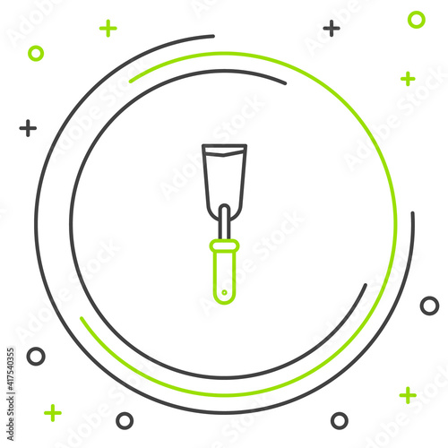 Line Putty knife icon isolated on white background. Spatula repair tool. Spackling or paint instruments. Colorful outline concept. Vector.