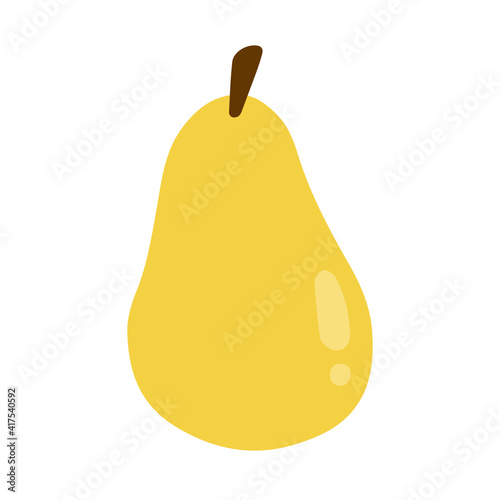 Yellow pear - single design vector element. Flat style illustration for sticker, poster, card, pattern, icon. Summer food art, hand drawn. Cartoon art.