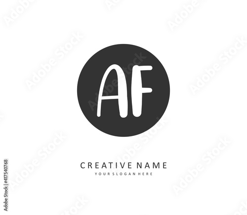 AF Initial letter handwriting and signature logo. A concept handwriting initial logo with template element.