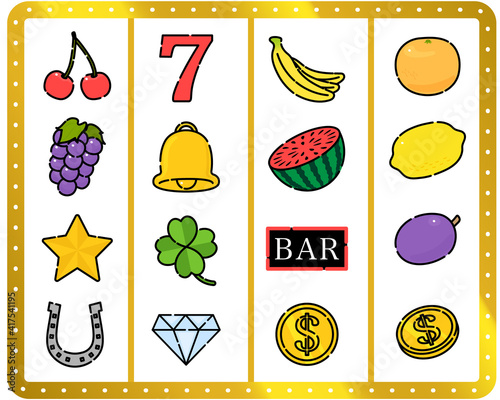 Casino slot illustration pattern set