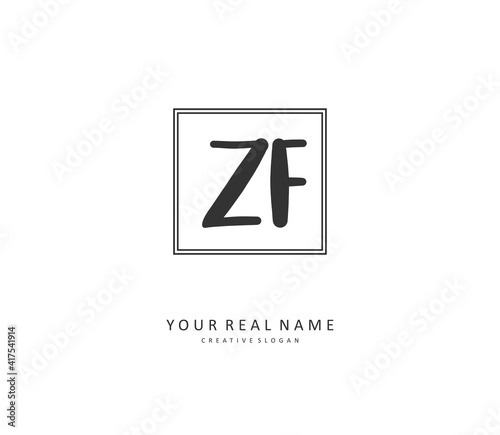 ZF Initial letter handwriting and signature logo. A concept handwriting initial logo with template element.