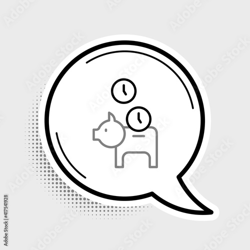 Line Piggy bank with coin icon isolated on grey background. Icon saving or accumulation of money, investment. Colorful outline concept. Vector.