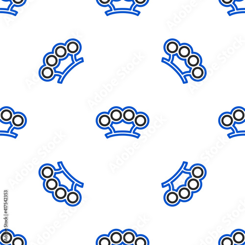 Line Brass knuckles icon isolated seamless pattern on white background. Colorful outline concept. Vector.