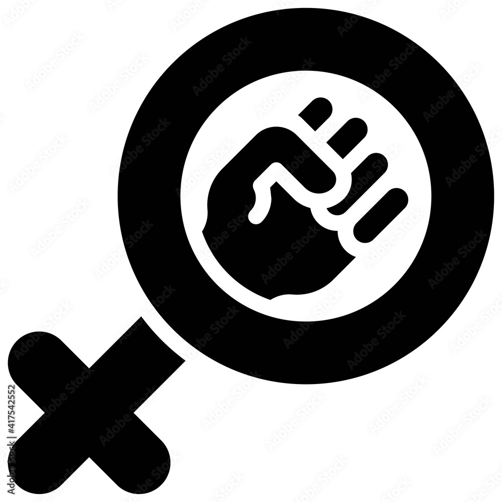 Raised Fist in Female gender symbol icon Raised Fist in Female gender symbol icon