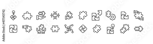 Simple line set of solution icons.