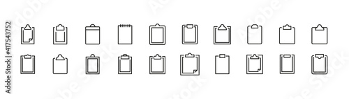 Editable vector pack of clipboard line icons.