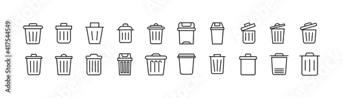 Fotografiet Simple line set of trash icons.