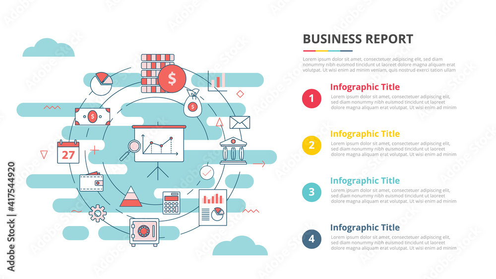 business report concept for infographic template banner with four point list information