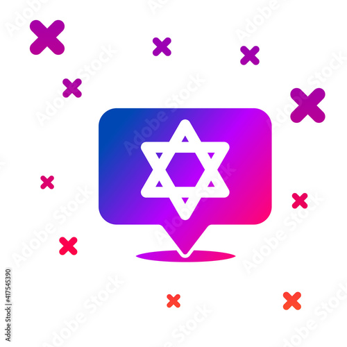 Color Star of David icon isolated on white background. Jewish religion symbol. Symbol of Israel. Gradient random dynamic shapes. Vector.