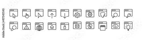 Editable vector pack of browser line icons.