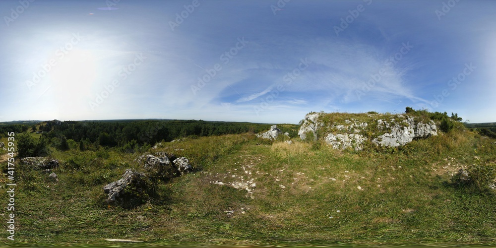 Jura in Poland with Limestone rocks HDRI Panorama