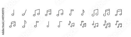 Fotografia Editable vector pack of music note line icons.