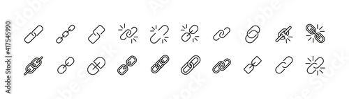 Set of simple link line icons.