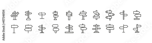 Stroke vector signpost line icons.