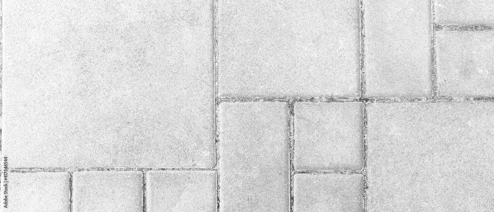 Fototapeta premium Panorama of Outdoor white block stone floor pattern and background seamless