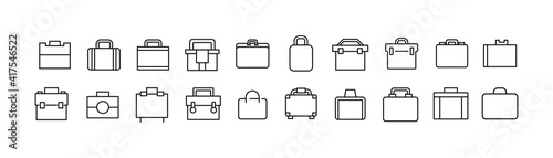 Vector set of briefcase thin line icons.